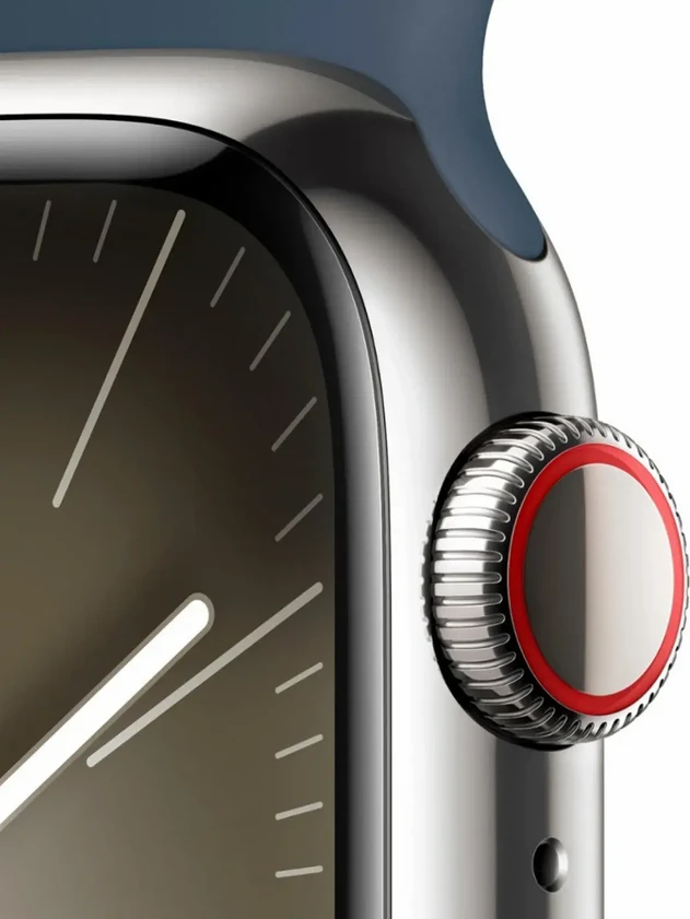 Watch 9 GPS, 45mm Silver Stainless steel, Storm Blue Sport Band