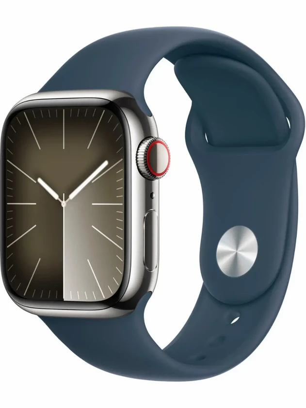 Watch 9 GPS, 45mm Silver Stainless steel, Storm Blue Sport Band