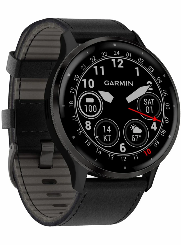 Garmin Venu 3 Чёрный, с кожаным ремешком