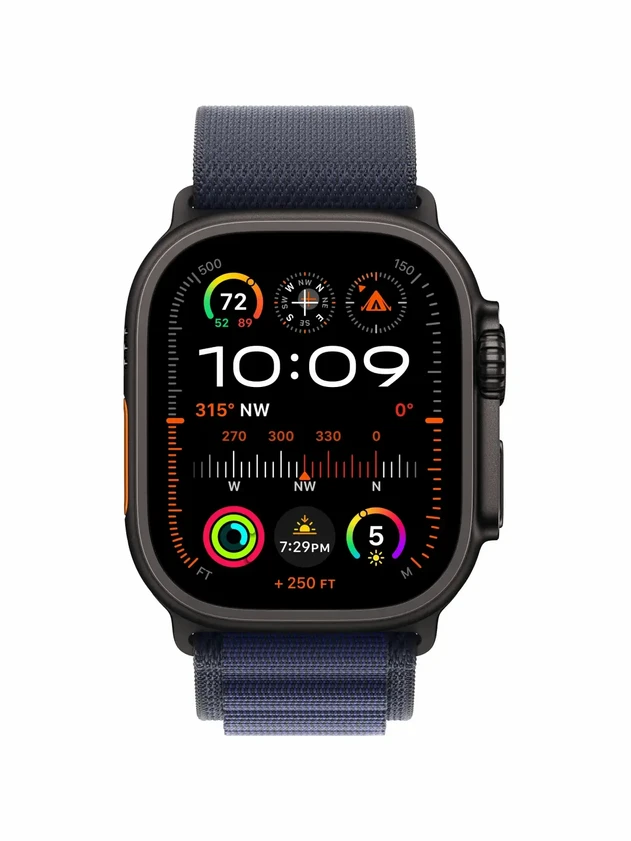 Watch Ultra 2, 49 mm, Black, Alpine Loop, Navy - M