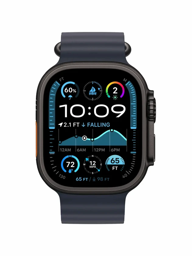 Watch Ultra 2, 49 mm, Black, Ocean Band, Navy