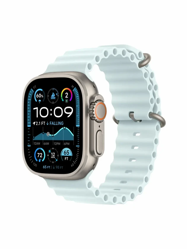 Watch Ultra 2, 49 mm, Natural, Ocean Band, Ice Blue