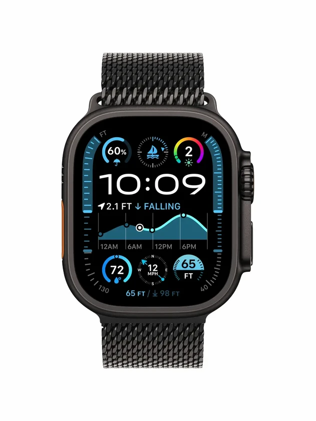 Watch Ultra 2, 49 mm, Black, Titanium Milanese Loop, Black - L