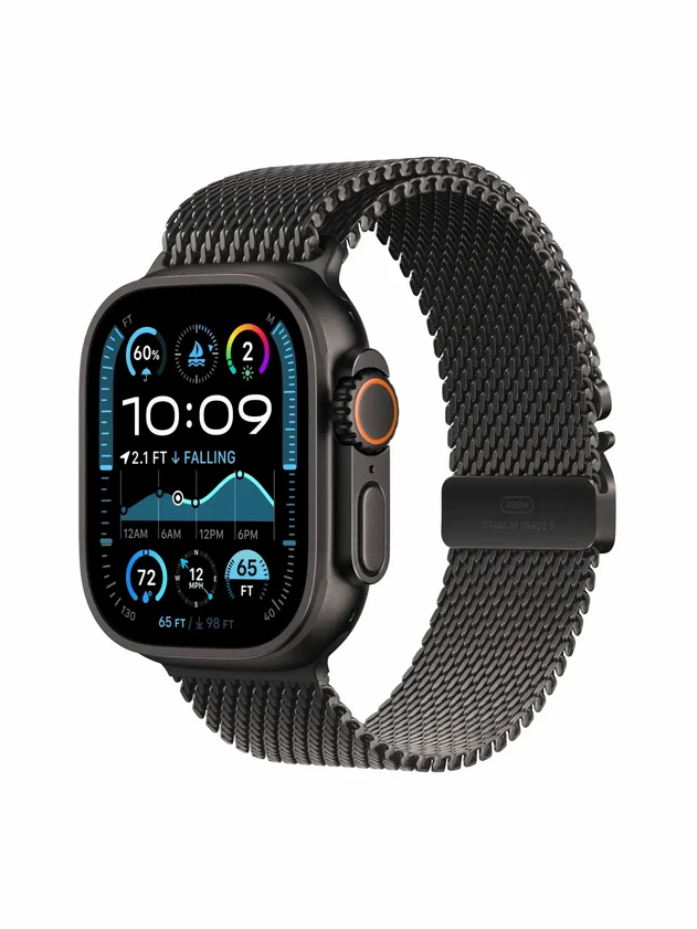 Watch Ultra 2, 49 mm, Black, Titanium Milanese Loop, Black - L