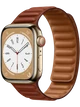 Apple Watch 8 41 мм Сталь, Кожа, Золотой, Тёмно-коричневый