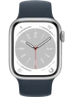 Apple Watch 8 45 мм Алюминий, Силикон, Серебристый, Синий шторм