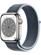 Apple Watch 8 41 мм Сталь, Нейлон, Серебристый, Синий шторм