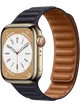 Apple Watch 8 45 мм Сталь, Кожа, Золотой, Чернильно-синий