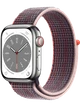 Apple Watch 8 41 мм Сталь, Нейлон, Серебристый, Бузина