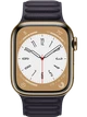 Apple Watch 8 45 мм Сталь, Кожа, Золотой, Чернильно-синий