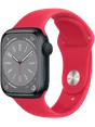 Apple Watch 8 45 мм Алюминий, Силикон, Тёмная ночь, Красный