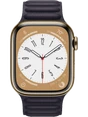 Apple Watch 8 41 мм Сталь, Кожа, Золотой, Чернильно-синий